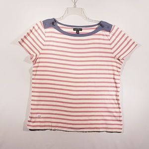 Ralph Lauren coral striped tee Medium